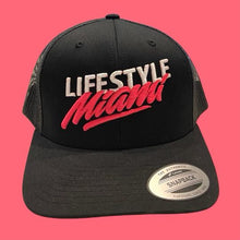 Load image into Gallery viewer, Lifestyle Miami Black Trucker Hat
